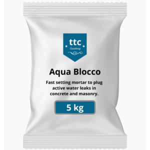 Fast setting mortar to plug active water leaks in concrete and masonry.It is a blend of hydraulic cements, well graded sands and additives supplied in dry powder form.