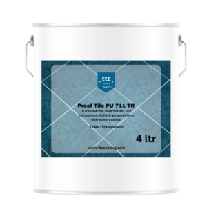 Proof Tile PU 711-TR is a transparent, hard-elastic, one component aliphatic polyurethane, high-solids coating for waterproofing .